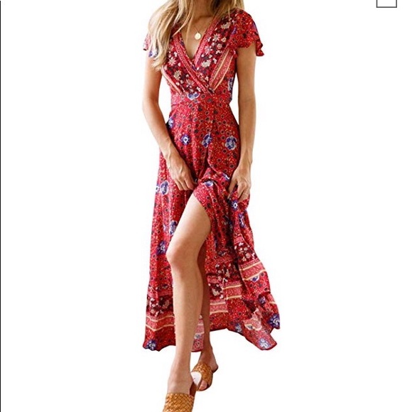 *Last One* Sexy Boho Wrap Maxi Dress - Picture 3 of 6